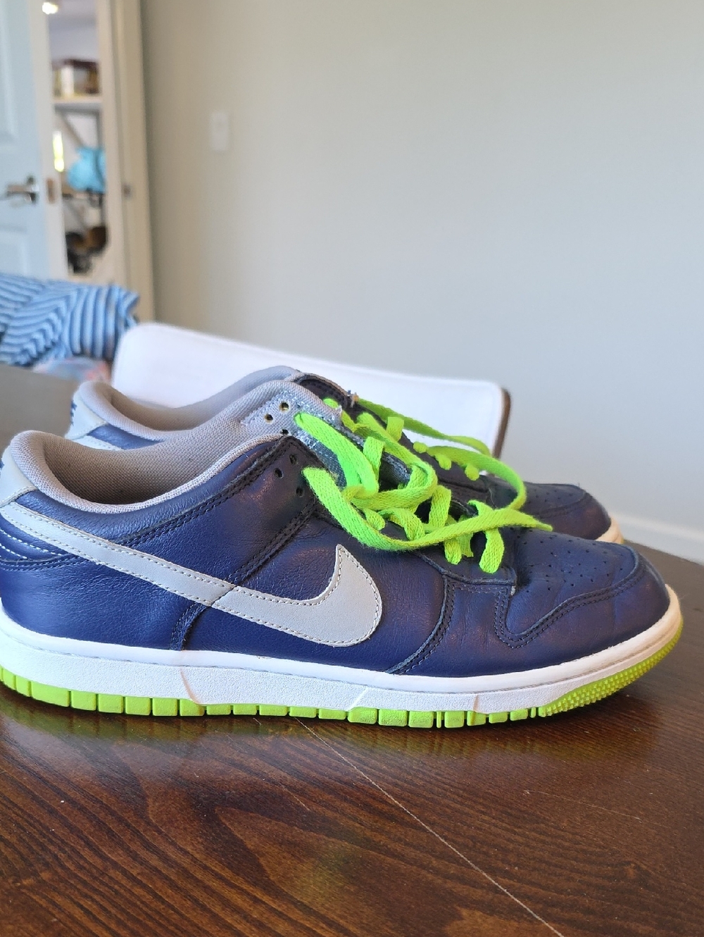 Nike Low-Top Sneakers in Navy and Neon Green